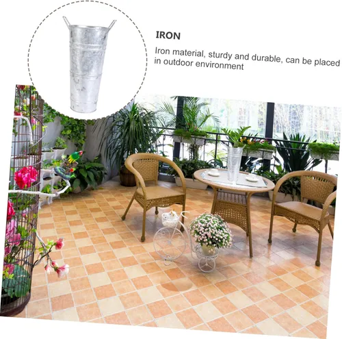 Miniatura 9 de GANAZONO Jarrón de cubo de flores simuladas de 10.03 x 4.33 x 2.75 pulgadas, cubo de metal galvanizado rústico para decoración del hogar, mesa