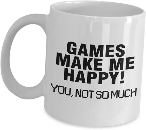 Regalo divertido para diseñador de juegos – Make Me Happy So Much – Taza inspiradora de videojuegos, taza de café, taza de té, diseño de motivación,