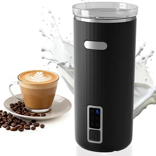 Miniatura 10 de Kndko Espumador de leche eléctrico, espumador de leche y vaporizador 6 en 1, máquina automática de espuma fría y cálida y calentador de leche