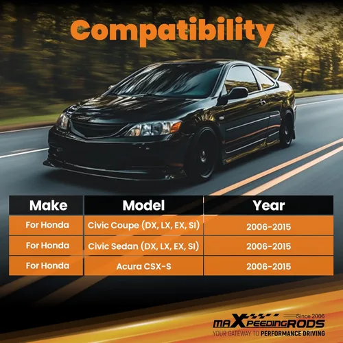 Miniatura 6 de maXpeedingrods Brazos de inclinación ajustables para Honda Civic 2006-2015 Coupe Sedan Acura CSX-S, kit de brazo de control superior trasero de -3°