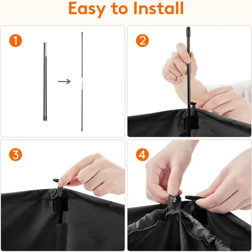 Miniatura 4 de Lifewit Cesta de lavandería doble de 136L con tapa y bolsas de lavandería extraíbles, cesta grande dividida, cesta plegable de 2 secciones con asas