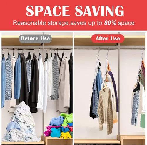 Miniatura 4 de 12 unidades de perchas para ahorrar espacio para ropa, organizador de perchas metálicas plegables, ahorradores de espacio para ropa, organizadores