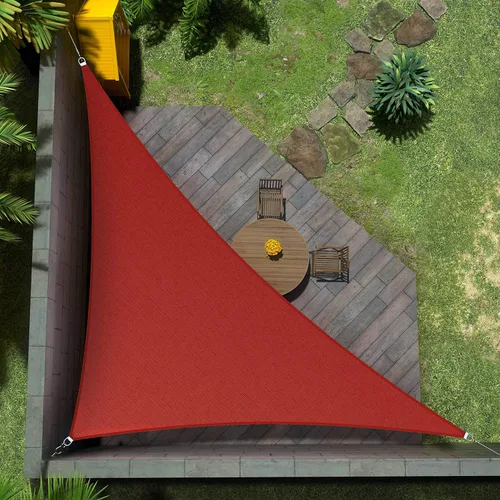 Amgo Vela de Sombra Solar Triangular Derecha Roja de 24' x 24' x 33.9' Toldo Exterior UPF50+ AGTAPRT24, 95% Bloqueo UV, Permeable al Agua y Aire,
