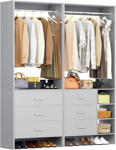 Miniatura 9 de Sistema de Almacenamiento Montado Aheaplus con 6 Cajones, Sistema de Organizador de Closet de 1.37m de Madera, para Closets de Entrada o Closets