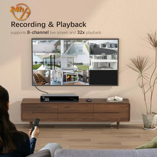 Miniatura 5 de TIGERSECU Grabadora de seguridad DVR Super HD 1080P de 8 canales con disco duro de 2 TB, grabadora híbrida 6 en 1 CCTV DVR compatible con cámaras