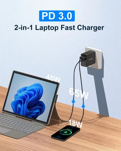 Miniatura 2 de Cargador para Surface Pro, cargador de Microsoft Surface de 65 W, cargador rápido PD3.0 para Microsoft Surface Pro 11, compatible con Microsoft