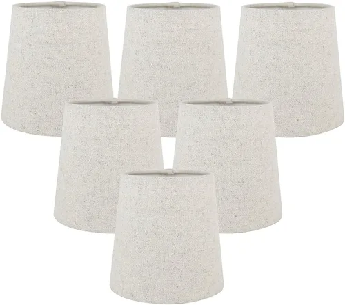 Miniatura 6 de Juego de 5 pantallas de lámpara de araña de lino natural con clip, 4 x 5 x 5 pulgadas
