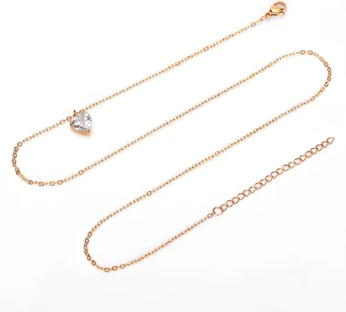 Miniatura 6 de 3 collares circulares de corazón con gotas de agua para mujer, collares delicados para mujer, collares modernos de acero inoxidable
