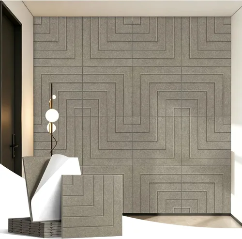 Paquete de 6 paneles acústicos, paneles acústicos de 23.6 x 23.6 pulgadas para paredes, paneles decorativos autoadhesivos de amortiguación de sonido