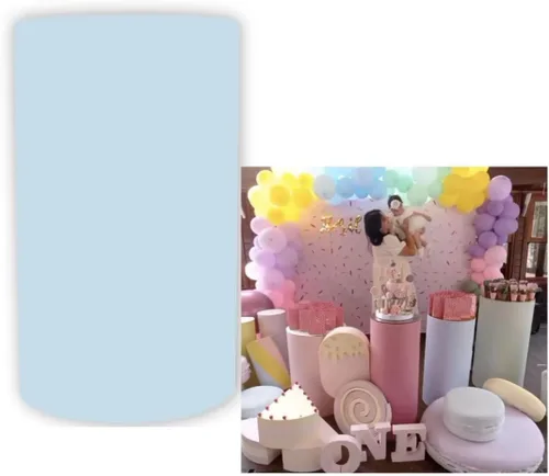 Miniatura 9 de Fundas cilíndricas azules para decoración de fiestas, color azul claro, fundas de pedestal para niños, baby shower, fiesta de cumpleaños, banquete