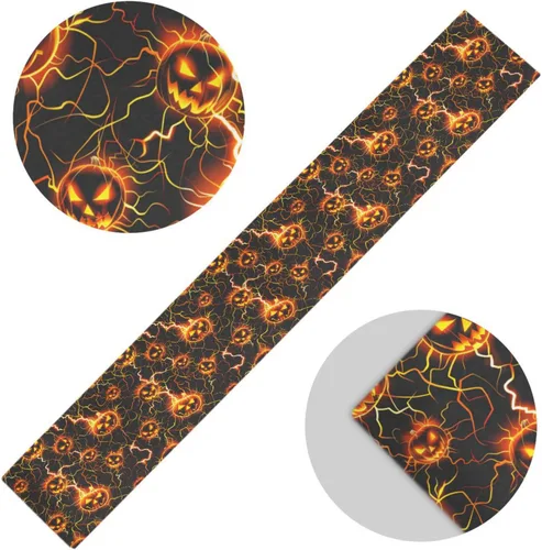 Miniatura 2 de Horrors Lightning Pumpkin Halloween Decorative Yellow Table Runner, 13x70inches, Fall Party Decorations Reusable Sequin Table Runner decoracion