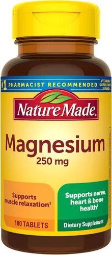 Nature Made Óxido de magnesio 250 mg, suplementos de magnesio para hombres y mujeres, apoyo para la salud muscular, corazón, huesos y nervios, 100