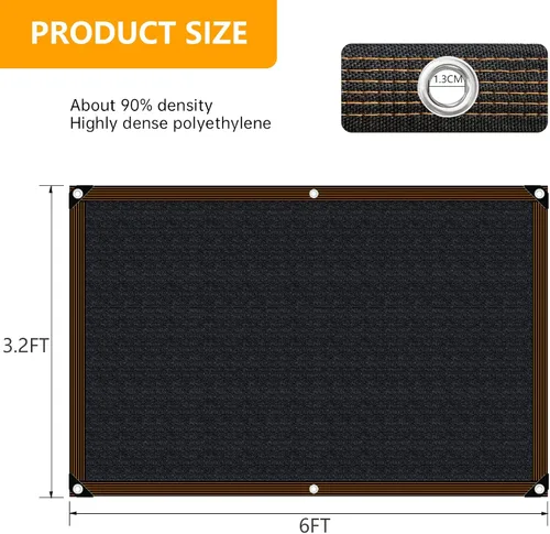 Miniatura 6 de Shade-Cloth - Lona de malla con ojales, 85 a 90 % para plantas de jardín, 6 x 3 pies, color negro, para pérgola, patio, flores, césped, perrera