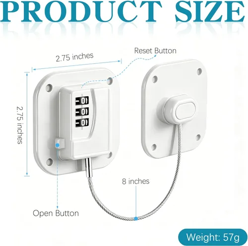 Miniatura 2 de Cerradura de refrigerador, cerraduras de refrigerador para niños, cerradura de congelador con combinación para refrigeradores, cajones, armarios