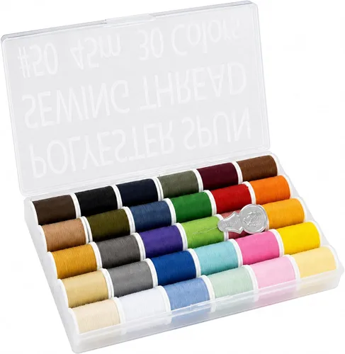 LEONIS Japón - Juego de hilos de coser de poliéster, 30 colores, práctico, 45m / 50 yardas cada uno [93011]