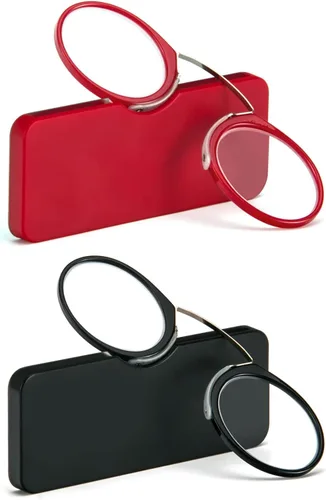 Miniatura 9 de REAVEE Paquete de 2 lentes de lectura con clip de nariz sin brazos para hombres y mujeres, sin sienes, delgados y compactos, ultra delgados con mini