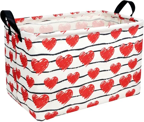 Miniatura 52 de Cesta de regalo de San Valentín, lindo corazón vacío, gran cesta de almacenamiento para decoración de habitación de niños y bebés (Amor de globo)