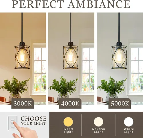 Miniatura 4 de CH9176BK-3PK - Luces colgantes de cristal para isla de cocina, paquete de 3, iluminación colgante de cocina negra sobre la isla con varilla, moderna