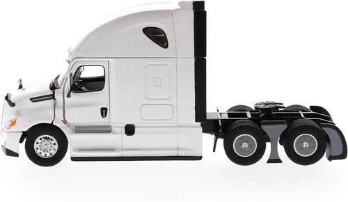 Miniatura 2 de Diecast Masters Freightliner Cascadia SBFA Tándem a escala 1:50 con durmiente de 72" Serie de transporte Modelo blanco perla 71027