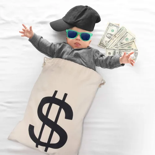 Miniatura 5 de Boao Bolsas de dinero extra grandes de 19.7 x 15.8 pulgadas, bolsa de lona con cordón y símbolo de dólar para recuerdo de juguete, fiesta temática