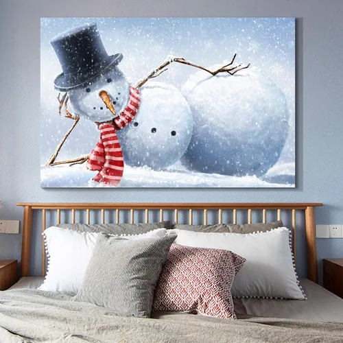 Miniatura 5 de Denozer - Arte de pared de muñeco de nieve de Navidad, impresiones artísticas sobre lienzo para dormitorio, sala de estar, decoración de pared