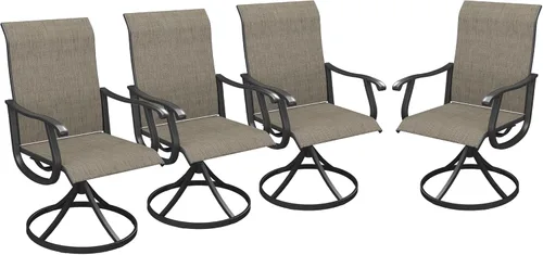 Miniatura 51 de VICLLAX Juego de 2 sillas de comedor giratorias para patio, sillas de exterior de tela de malla de textileno acolchada con reposabrazos para porche