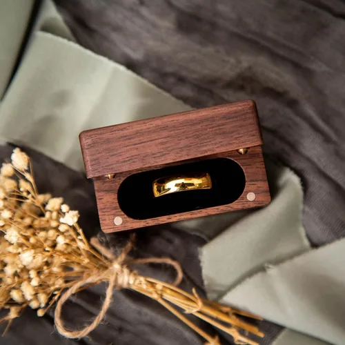 Miniatura 10 de MUUJEE You Are My Universe Engraved Wooden Ring Box, Slim Engagement Proposal Ring Holder, Wedding Ceremony Ring Bearer Box, Fiance Gift Ideas