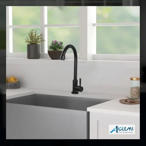 Miniatura 7 de Aolemi Agua fría solo grifo de cocina grifo negro 304 fregadero de acero inoxidable grifo de arco alto