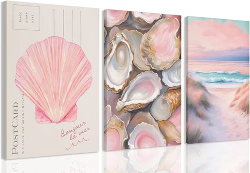Miniatura 20 de HNNXAR Amalfi Coast - Lienzo decorativo para pared, pintura italiana de playa, pintura artística italiana, fruta, champán, juego de 3, decoración