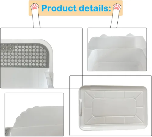 Miniatura 6 de Caja de arena abierta para gatos con lado alto, bandeja antisalpicaduras para gatos, inodoro para gatitos con cuchara, arena extraíble semicerrada