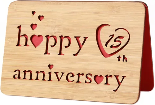 Miniatura 35 de Tarjeta de felicitación de madera para el primer aniversario, hecha a mano, 1 año, aniversario de boda, tarjeta de primer aniversario para ella, él