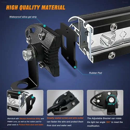 Miniatura 5 de Barras de Luz LED Pods de Doble Fila de 7 Pulgadas - Combo Delgado de Luz LED Spot Flood para Conducción Todoterreno, Luces Antiniebla LED Luces