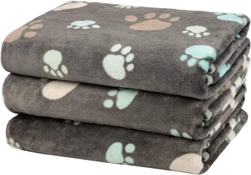Miniatura 9 de Dono 1 paquete de 3 mantas para perros, manta de forro polar suave y esponjosa para mascotas, tapete cálido para dormir, diseño de huellas