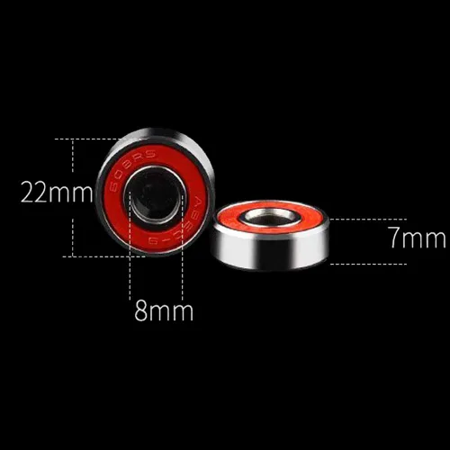 Miniatura 2 de Rodamientos largos del monopatín ABEC-9 608 RS de plata roja (8PCS)