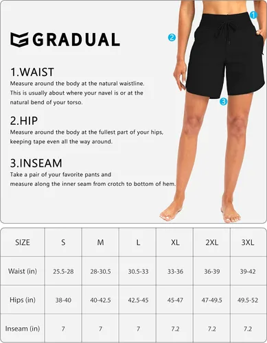 Miniatura 7 de G Gradual Pantalones cortos de natación de cintura alta de secado rápido de 7 pulgadas con bolsillos con cremallera, UPF 50+, pantalones cortos