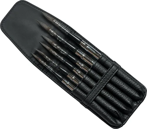 Miniatura 4 de 873Round - Pinceles de pintura profesionales para acuarela, 6 piezas, ardilla sintética, pelo mixto, juego de pinceles de bolsillo de viaje