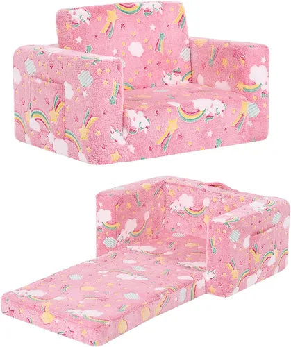 Miniatura 12 de Sofá para niños pequeños, silla para niños, sofá para niños con bolsillos laterales que brilla en la oscuridad, sillón para niños con funda