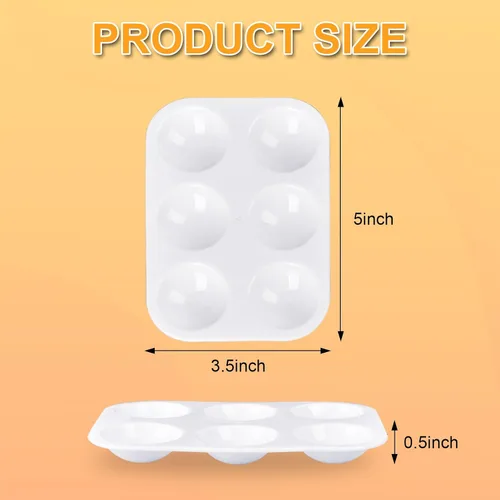 Miniatura 2 de 100 paletas de pintura de plástico blanco de 6 pozos, paletas de pintura de acuarela, bandejas de pintura para manualidades, bandeja de pintura