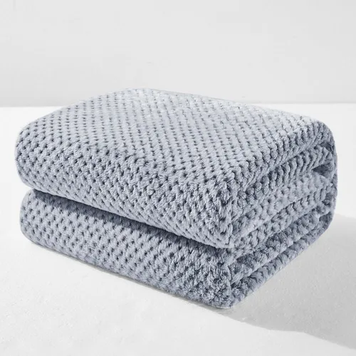 Miniatura 15 de Exclusivo Mezcla - Manta de vellón extragrande para sofá o cama, mantas supersuaves y cálidas con textura de gofre, acogedora, mullida y ligera Azul