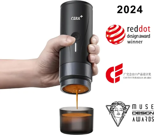 Miniatura 3 de CERA+ PCM04A - Cafetera portátil para café expreso, versión Pro, autocalentable, de nivel profesional, compatible con molienda ultrafina