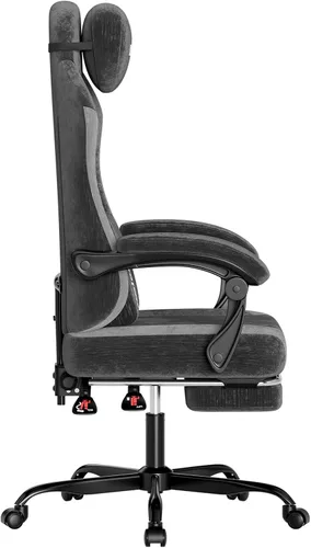 Miniatura 9 de SUKIDA Silla ergonómica de videojuegos de tela, sillas ergonómicas de respaldo alto para juegos de computadora con gran masaje ajustable, soporte