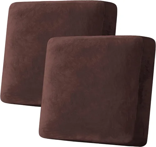 Miniatura 33 de H.VERSAILTEX - Funda de terciopelo elástica y afelpada para protección de cojines de sofá biplaza, silla o sofá, 2 piezas, tamaño grande, color gris