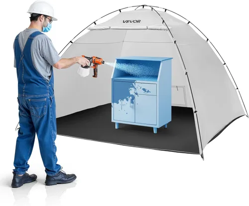 Miniatura 12 de VEVOR Cabina de Pintura Portátil, Carpa de Pintura en Aerosol Más Grande con Piso Integrado y Malla y Ganchos a Prueba de Viento, Estación de Carpa