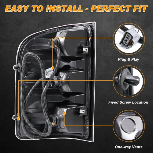 Miniatura 3 de Ensamble de luz trasera Nakuuly Compatible con 2007-2013 Chevy Silverado 1500 2500HD 3500HD GMC Sierra 2500 HD 3500 HD Luz trasera lateral del lado