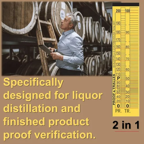 Miniatura 3 de 3 unidades de hidrómetro de alcohol 0-200 Proof Tralle – Preciso, fácil de usar probador de alcohol para destilación de Moonshine, elaboración Cinco