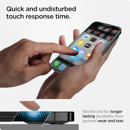 Miniatura 5 de Spigen Protector de pantalla de vidrio templado compatible con iPhone 14 Plus/iPhone 13 Pro Max, protección de sensor
