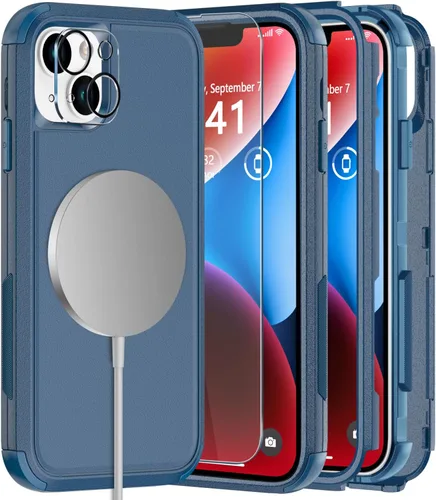 Miniatura 13 de Diverbox Funda para iPhone 14 [a prueba de golpes] [a prueba de caídas] [protector de pantalla de vidrio templado], funda de protección resistente