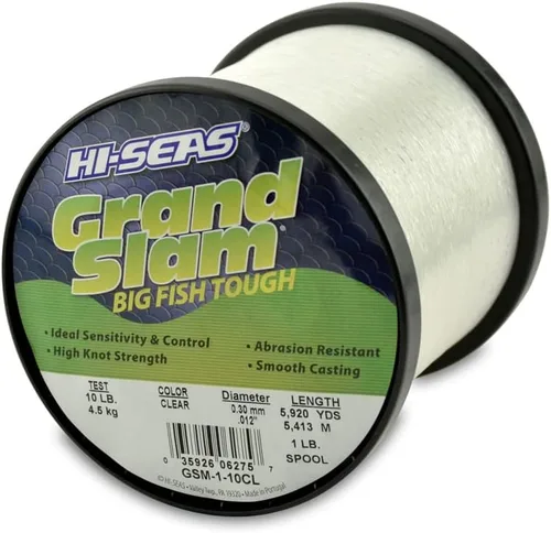 Miniatura 35 de Sedal de Pesca de Monofilamento HI-SEAS Grand Slam - Fuerte y Resistente a la Abrasión en Transparente, Rosa, Verde, Azul Ahumado, Amarillo