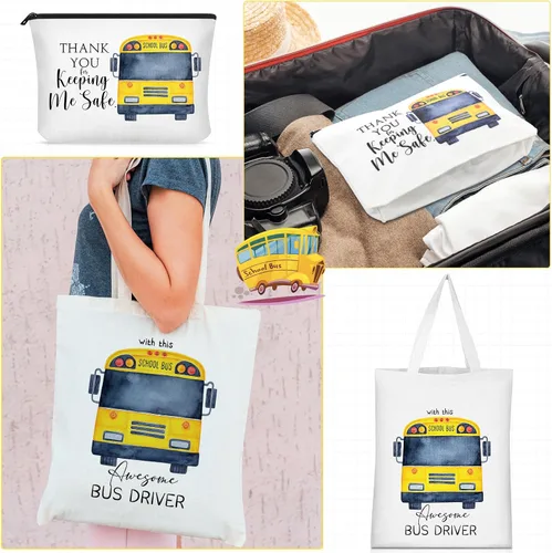 Miniatura 7 de Unittype 4 piezas de regalos de Navidad para conductores de autobús escolar, incluyendo bolsas de mano y bolsa de maquillaje para mujer, regalos