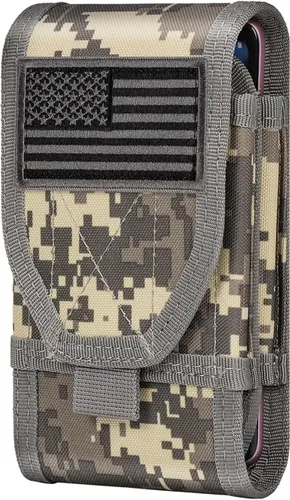 Miniatura 9 de Funda de teléfono de doble capacidad, bolsa táctica Molle para cinturón con parche de bandera para iPhone 17 Pro Max/16 Pro Max/16Pro/15ProMax/14